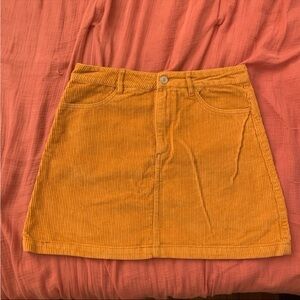 Forever 21 Yellow Corduroy Mini Skirt